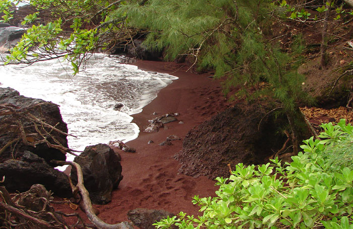 Red sand beach at Hana, Maui