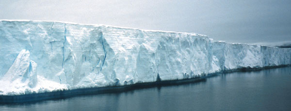 Ice Shelf - a permanent part of Antarctica, the shelves never melt back to the continent and are actually mapped as the edge of the Antarctic Continent