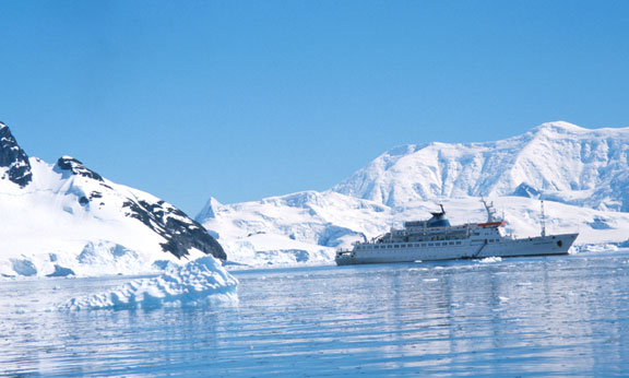 The <u>Maria Yermolova</u>, our Russian vessel, in Paradise Bay, Antarctica January 2001.