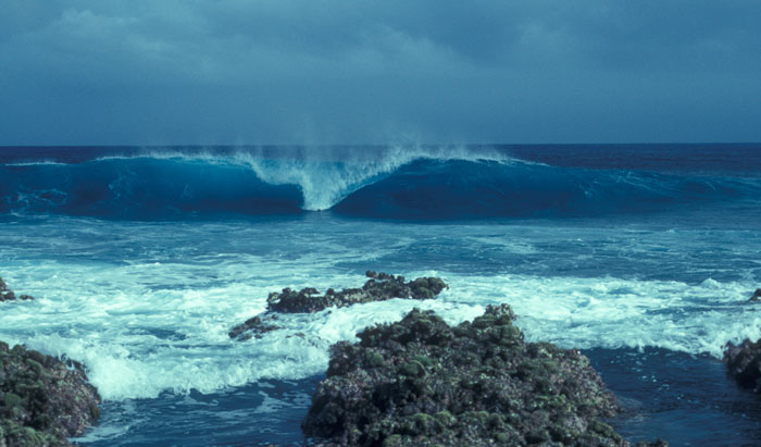 Wave battering a coral reef