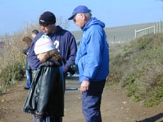 Friends of the elephant seal docent (blue coat) at Piedras Blancas