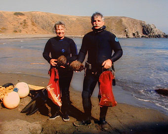Abalone diving near Fort Ross, Central California