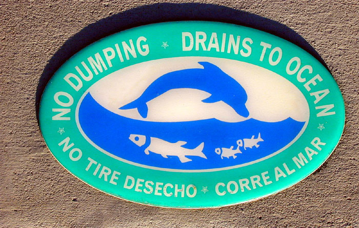 'Drains to Ocean' plaque