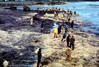 Sandy beach in Santa Barbara during 1969 oil spill